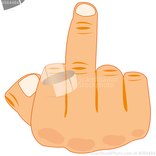 Image of Vector illustration of the offensive gesture with extended upwards finger