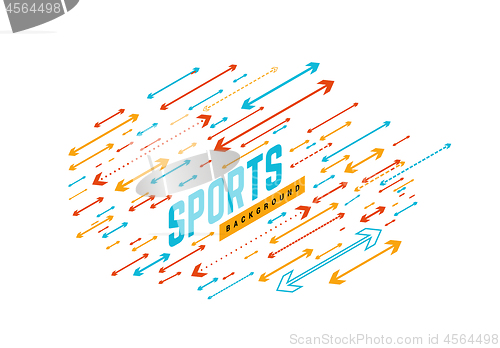 Image of Sports geometric background vector illustration with arrows. Can be use for sport news, poster, presentation.