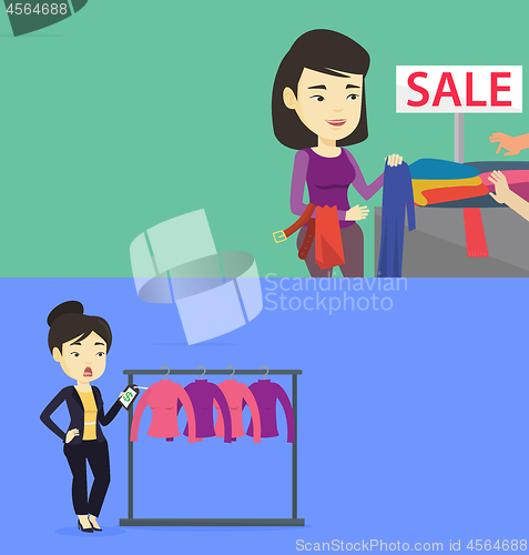 Image of Two shopping banners with space for text.