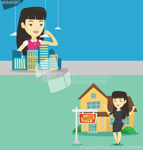 Image of Two real estate banners with space for text.