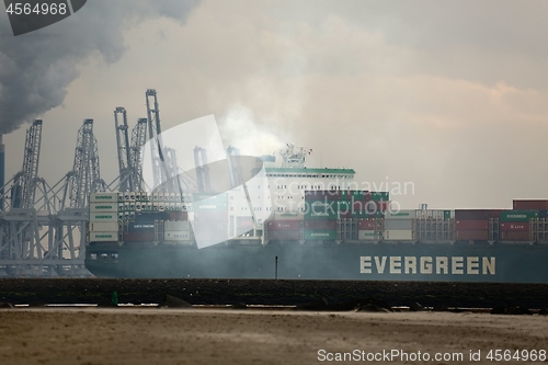 Image of Cargo ship exhaust smoke