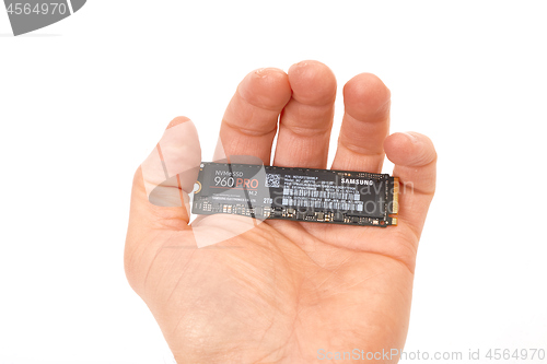 Image of Circuit Board of an SSD held in hand