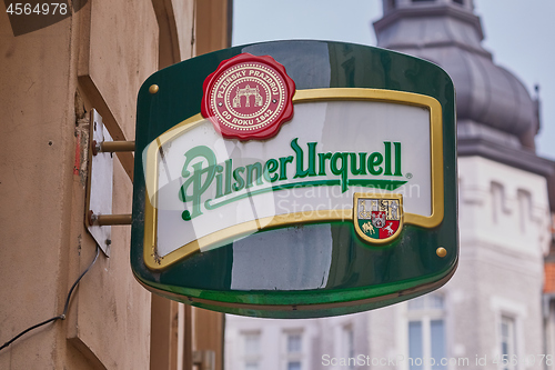 Image of Pilsner Urquell beer pub sign