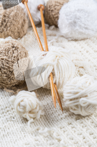 Image of Wool for knitting with knitting needles