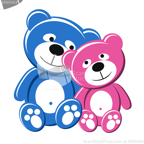 Image of Teddy bear couple pink and blue