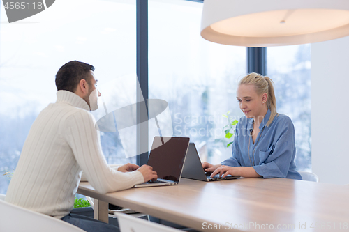 Image of Startup Business Team At A Meeting at modern office building