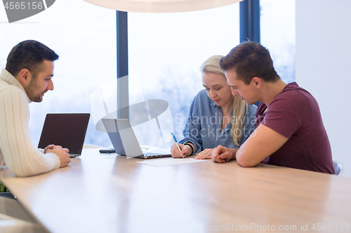 Image of Startup Business Team At A Meeting at modern office building