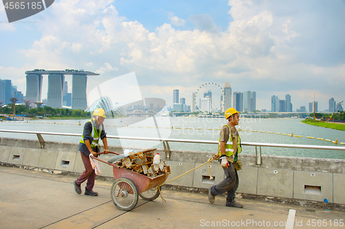 Image of Workers in Singapore Marina Bay