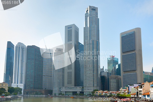 Image of Singapore Downtown. Morning skyline