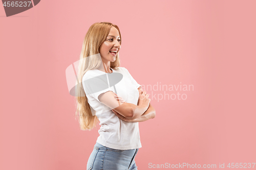 Image of The happy business woman standing and smiling
