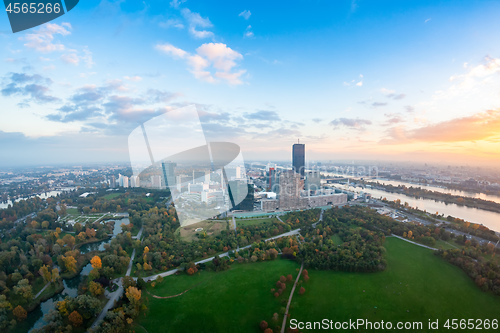 Image of beautiful sunset over Vienna