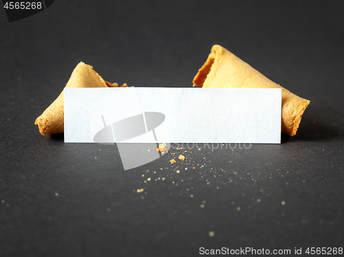 Image of a fortune cookie with a blank paper for your message