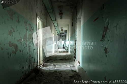 Image of Abandoned corridor in Pripyat Hospital, Chernobyl Exclusion Zone 2019