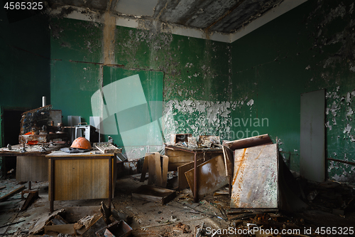 Image of Dark industrial interior of factory in Chernobyl