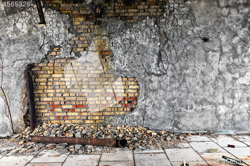 Image of Abandoned damaged building wall