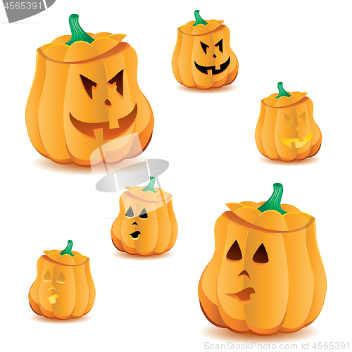 Image of Set of halloween pumpkins with variations of illumination, part 15