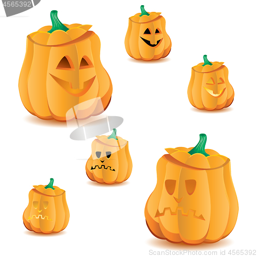 Image of Set of halloween pumpkins with variations of illumination, part 16