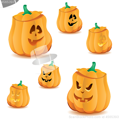 Image of Set of halloween pumpkins with variations of illumination, part 17