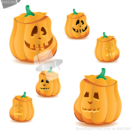 Image of Set of halloween pumpkins with variations of illumination, part 19
