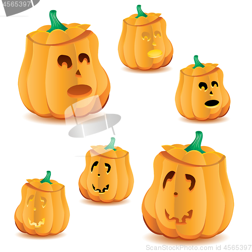 Image of Set of halloween pumpkins with variations of illumination, part 21