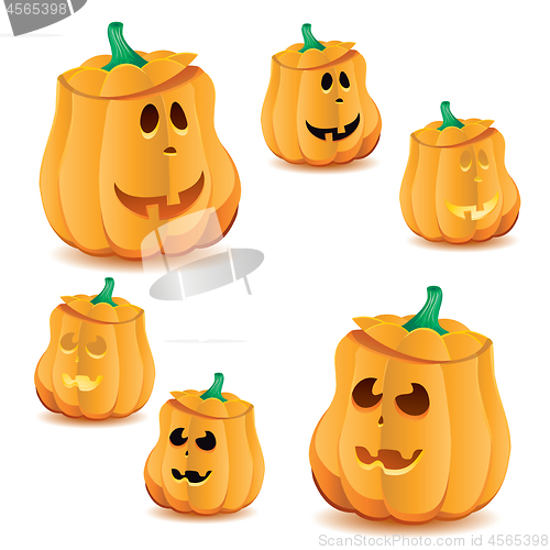 Image of Set of halloween pumpkins with variations of illumination, part 22