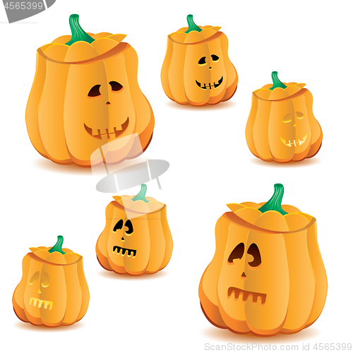 Image of Set of halloween pumpkins with variations of illumination, part 23