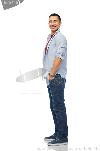Image of smiling young man over white background