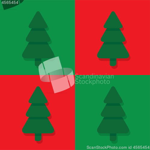 Image of Seamless flat christmas pattern with fir trees on red and green background