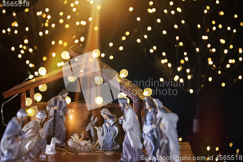Image of Christmas nativity scene; Jesus Christ, Mary and Joseph