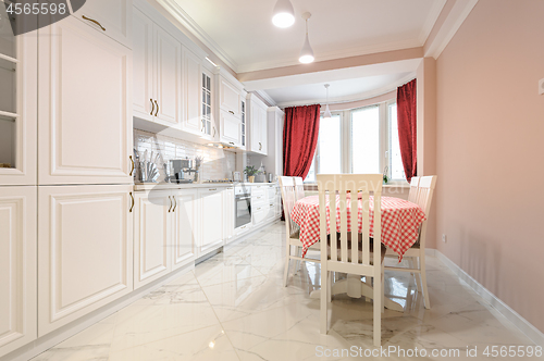 Image of Luxury modern white kitchen interior