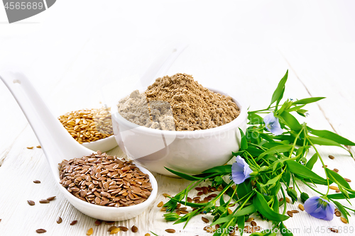 Image of Flour linen in bowl with seeds on light board
