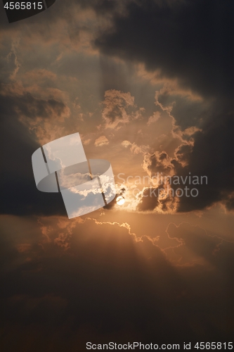 Image of Sunset sky with dark clouds