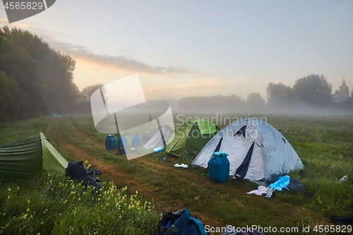 Image of Tents in the morning mist