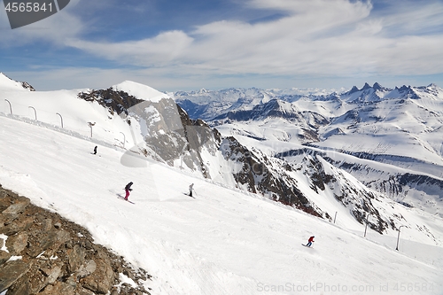 Image of Skiing slopes from the top