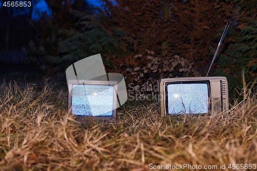 Image of TV no signal in grass