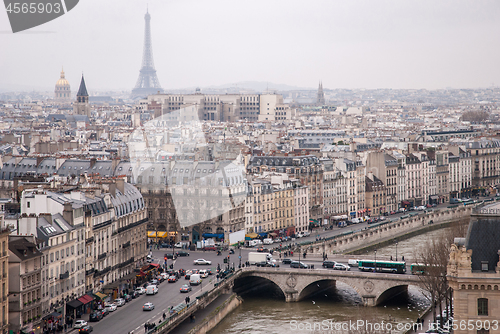 Image of view of Eiffel tower at the river Seine