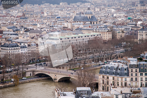 Image of aerial view of Paris and Seine river