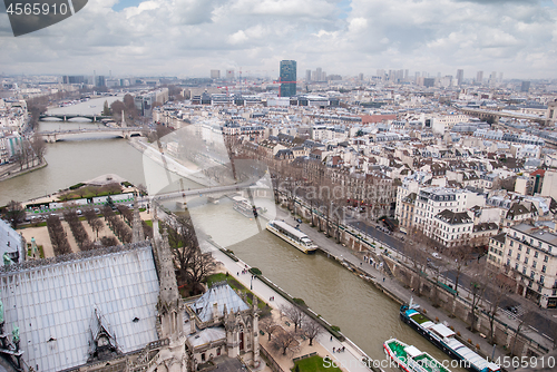 Image of aerial view of Paris and Seine river