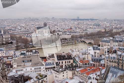 Image of aerial view of Paris and Seine river