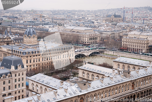 Image of aerial view of Paris and Seine river