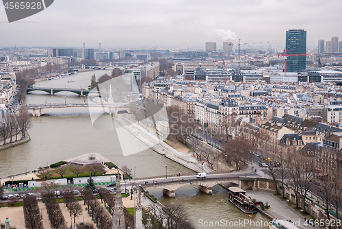 Image of aerial view of Paris and Seine river