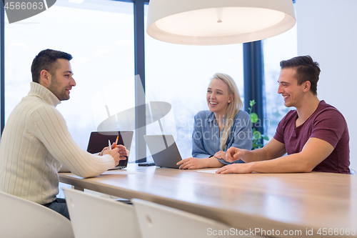 Image of Startup Business Team At A Meeting at modern office building