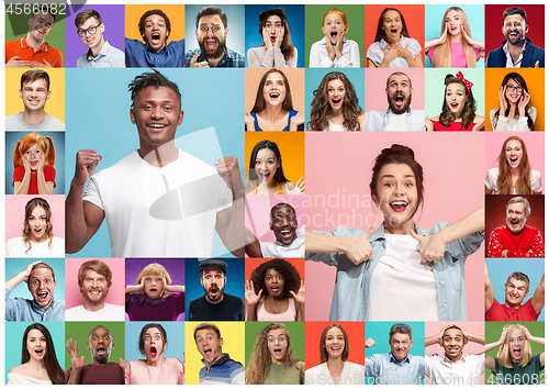 Image of The collage of surprised people