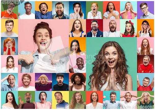 Image of The collage of surprised people