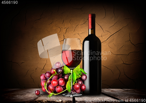 Image of Bottle of red wine,