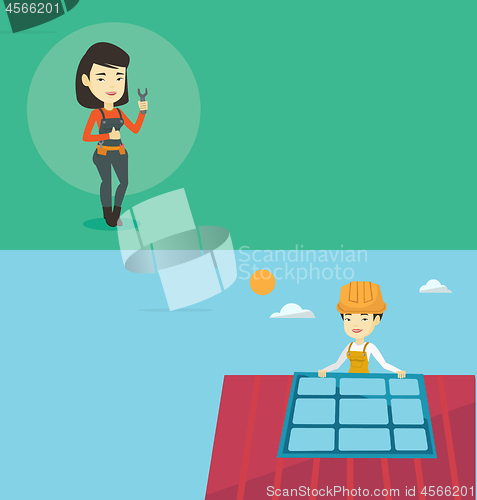 Image of Two construction banners with space for text.