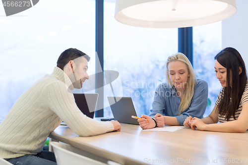 Image of Startup Business Team At A Meeting at modern office building