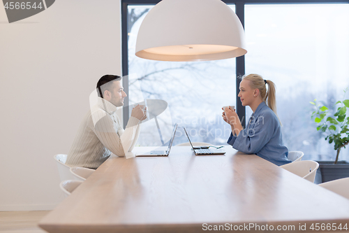 Image of Startup Business Team At A Meeting at modern office building