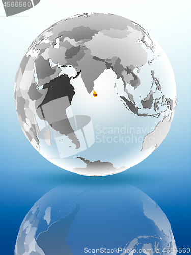 Image of Sri Lanka on political globe