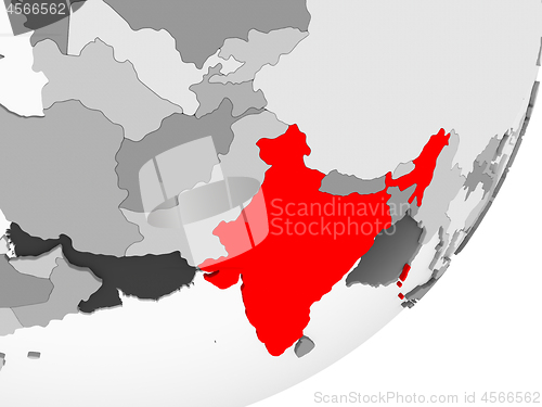 Image of India in red on grey map